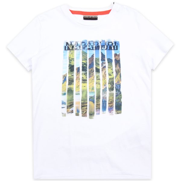 Napapijri Junior Rainforest Logo White T-Shirt For Cheap