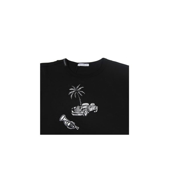 Dolce & Gabbana Embroidered Black T-Shirt Supply