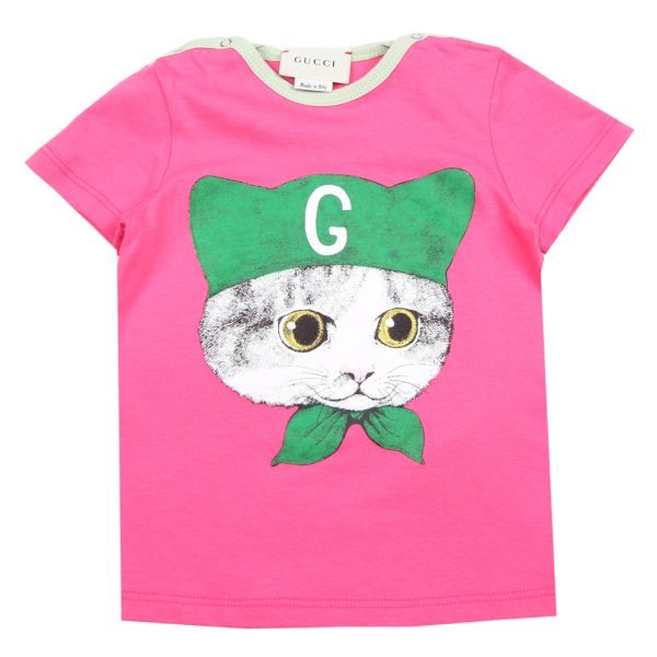 Gucci Baby Cat Printed Pink T-Shirt Cheap