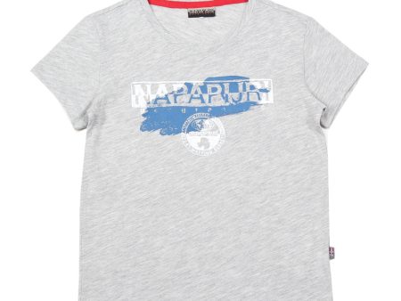 Napapijra Junior Shadow Grey Logo T-Shirt Online Sale