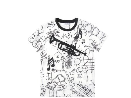 Dolce & Gabbana Jazz Print White T-Shirt Online Hot Sale