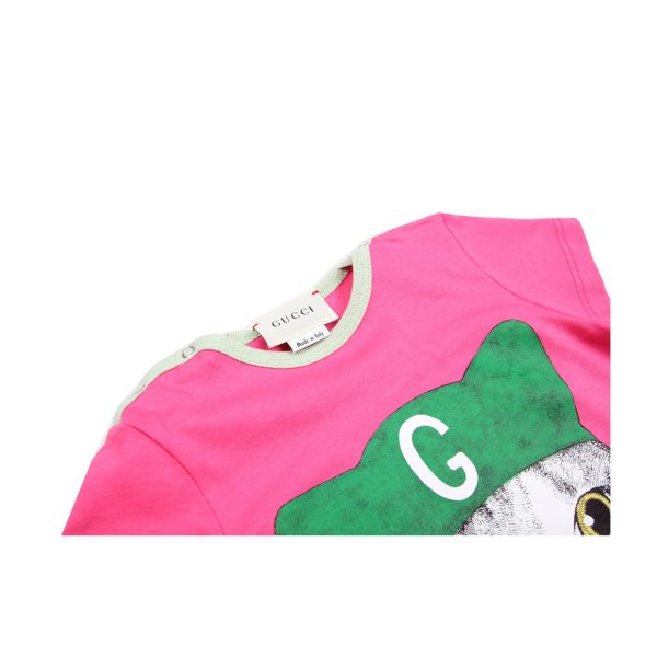 Gucci Baby Cat Printed Pink T-Shirt Cheap